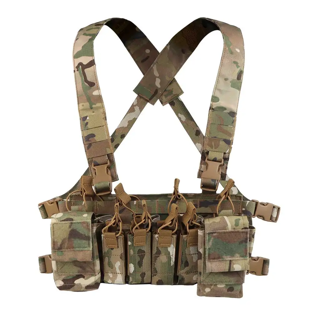 Tactical Vest Chest Rig D3CRX with 9mm 5.56 Modular Multi-function Quadruple Magazine Pouch Lightweight Gear