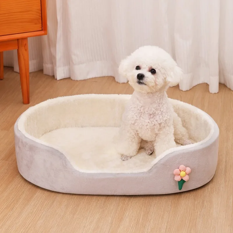 

Soft Spring Autumn Dog Bed for Small Dog House Sofa Cat Bed Breathable Flower Pet Bed Dog Accessories