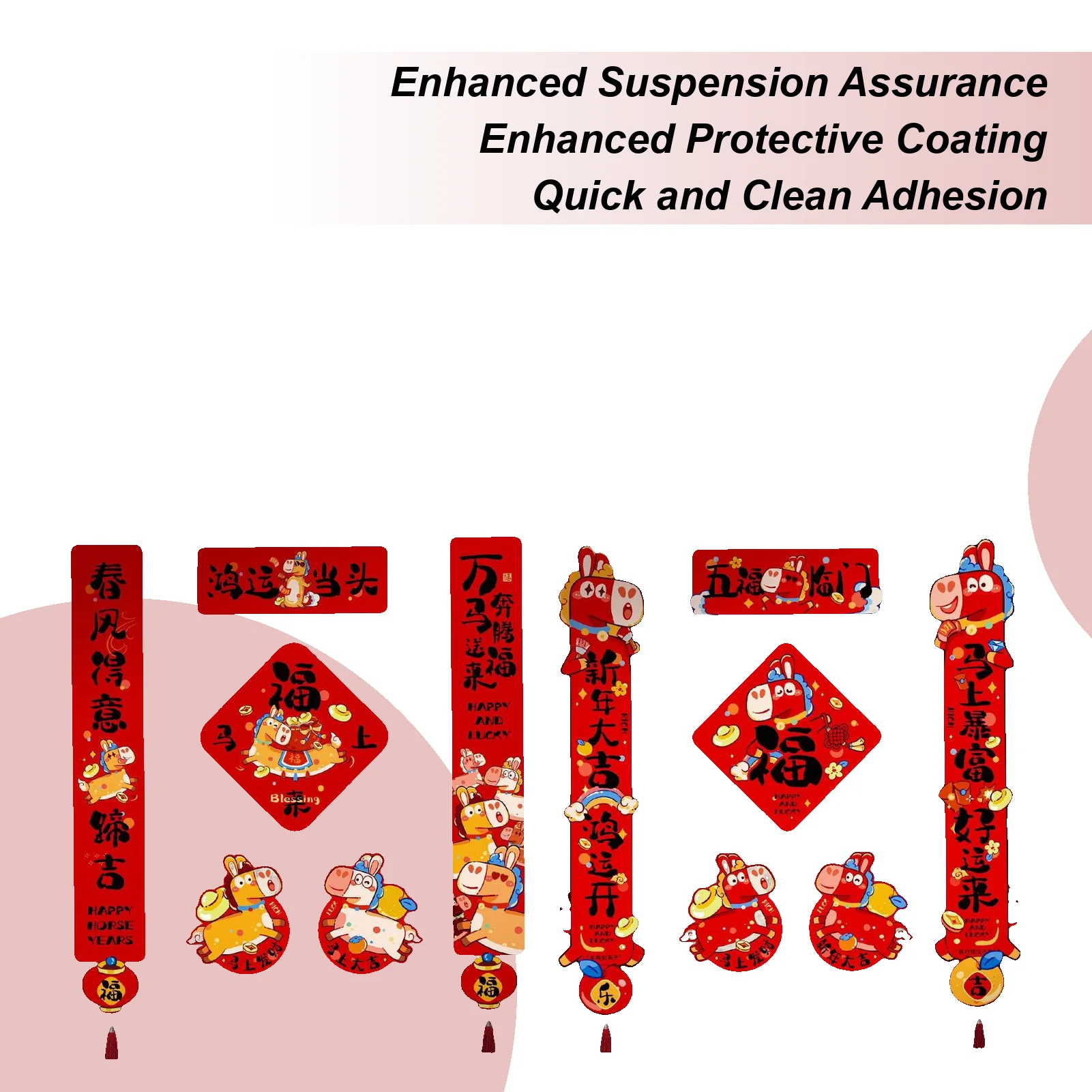 Chinese Lunar New Year Decorations 2026 Spring Festival Magnetic Blessing Couplet Chinese New Year Couplets Decorations 2026 For