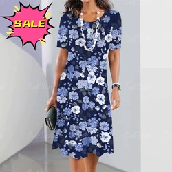 2023 Summer Women's Dresses Bohemian Style Retro Casual Printed Floral Women's Elegant and Stylish Short-Sleeved Party Dresses