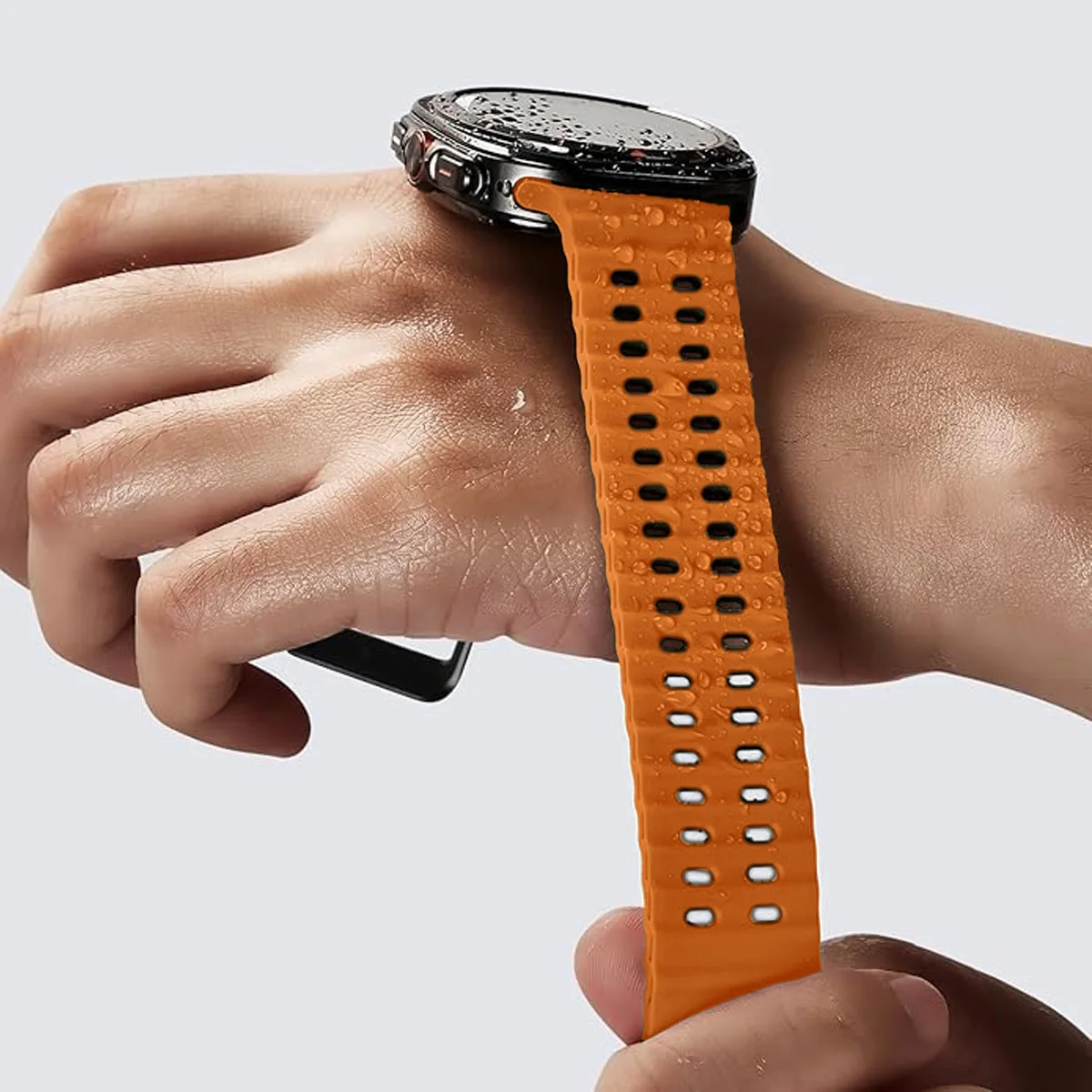NEW Marine Silicone Strap For Samsung watch ultra 47mm Bracelet No Gaps Sport two-tone Band for Galaxy 8 ultra watchband 2030 image 5