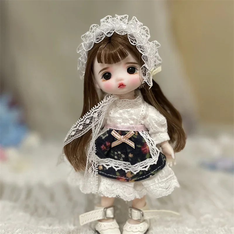 16cm Cute Bjd Diy Dress Up Doll 1/8 Joints Movable Fashion Princess Doll 3d True Eye Girls Birthday Full Set Accessories Gift