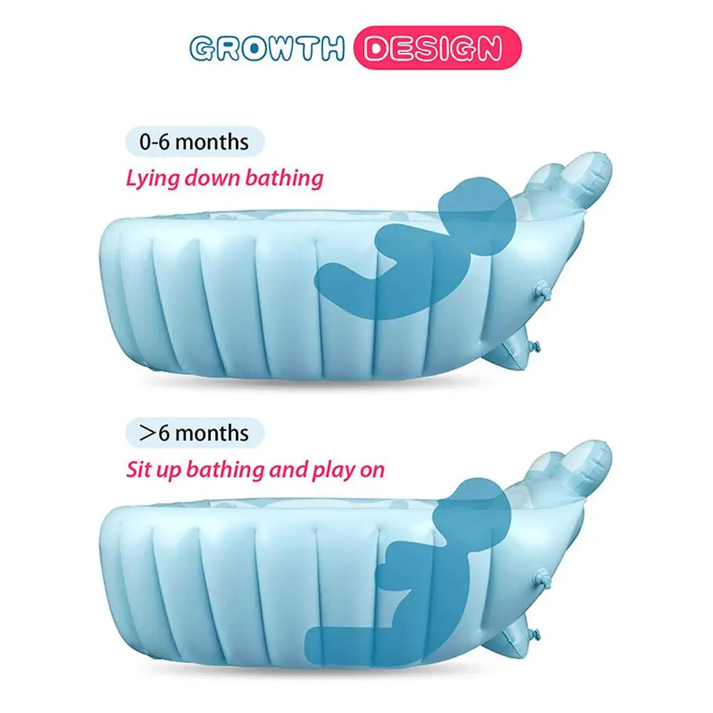 Folding Inflatable Baby Bathtub Soft Safe Anti-slip Bottom Inflatable Child's Shower Basin Portable Home Travel Folding Bathtub