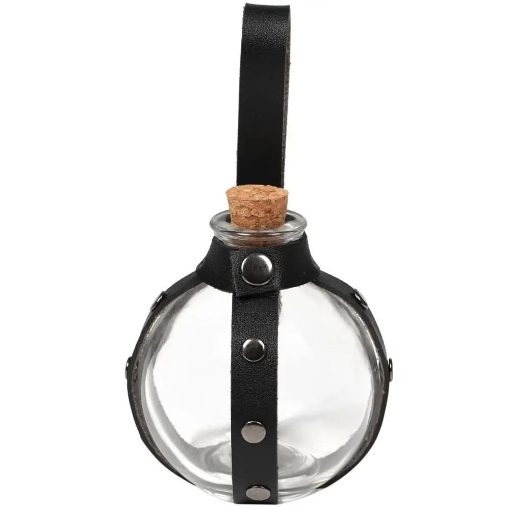 Faux Leather Round Flask Potion Bottle Holsters Belt Bags Round Magic Potion Glass Bottle Wizard Dark Magic Fantasy Costumes