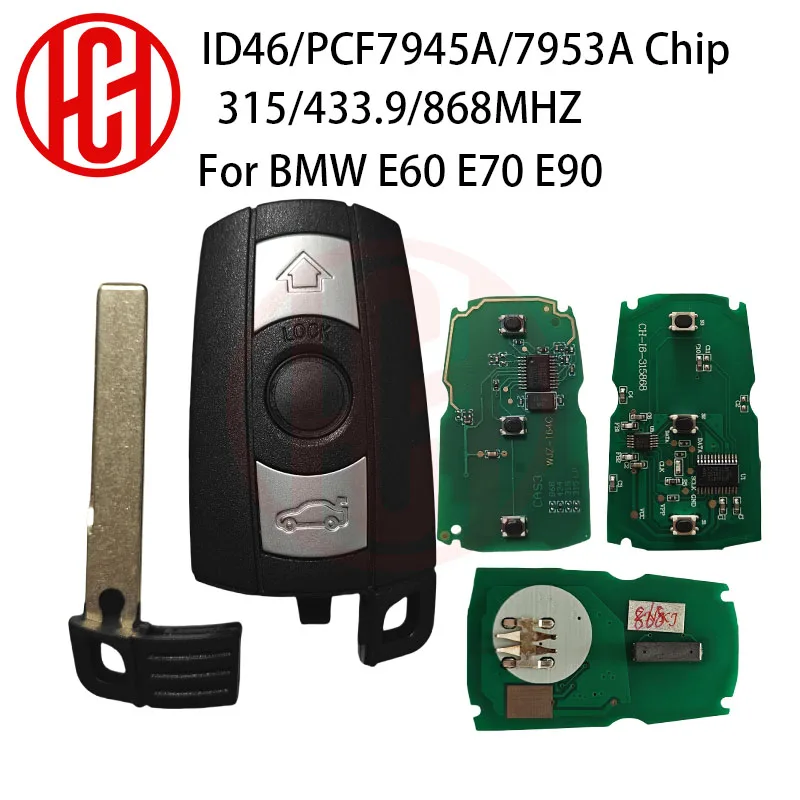 ID46 PCF7945A/7953A Chip 315/433.9/868MHzYKR55WK49127 KR55WK49123/186 Remote Smart Car Key For BMW 1/3/5/7 Series 2006-2012 CAS3