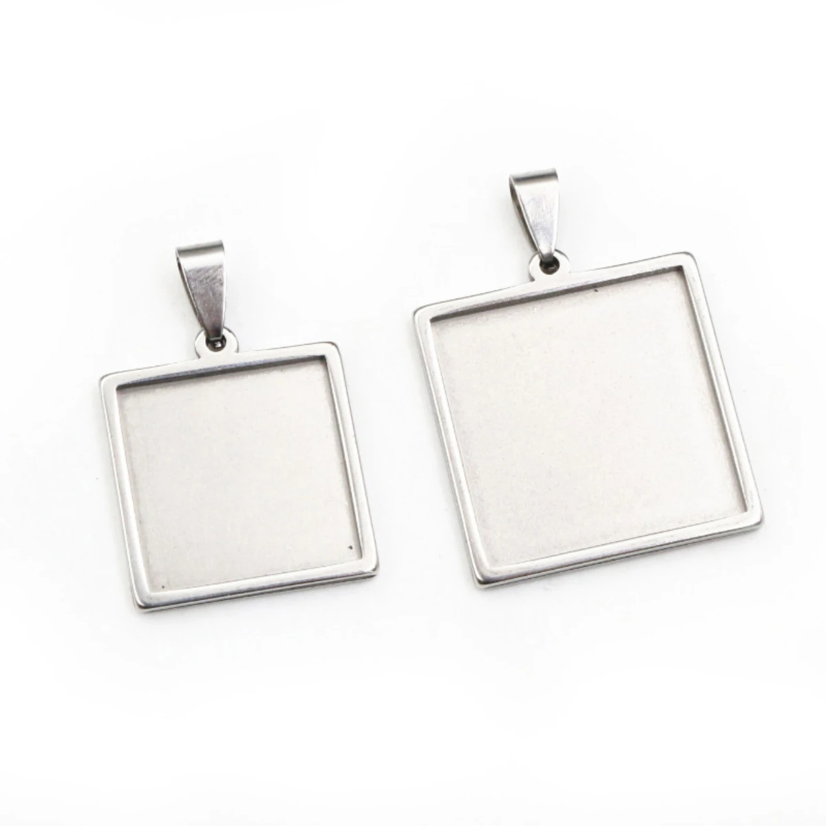 5pcs Stainless Steel 20mm 25mm Square Inner Size Pendant Cabochon Base Cameo Blank Setting Charm Tray for DIY Jewelry