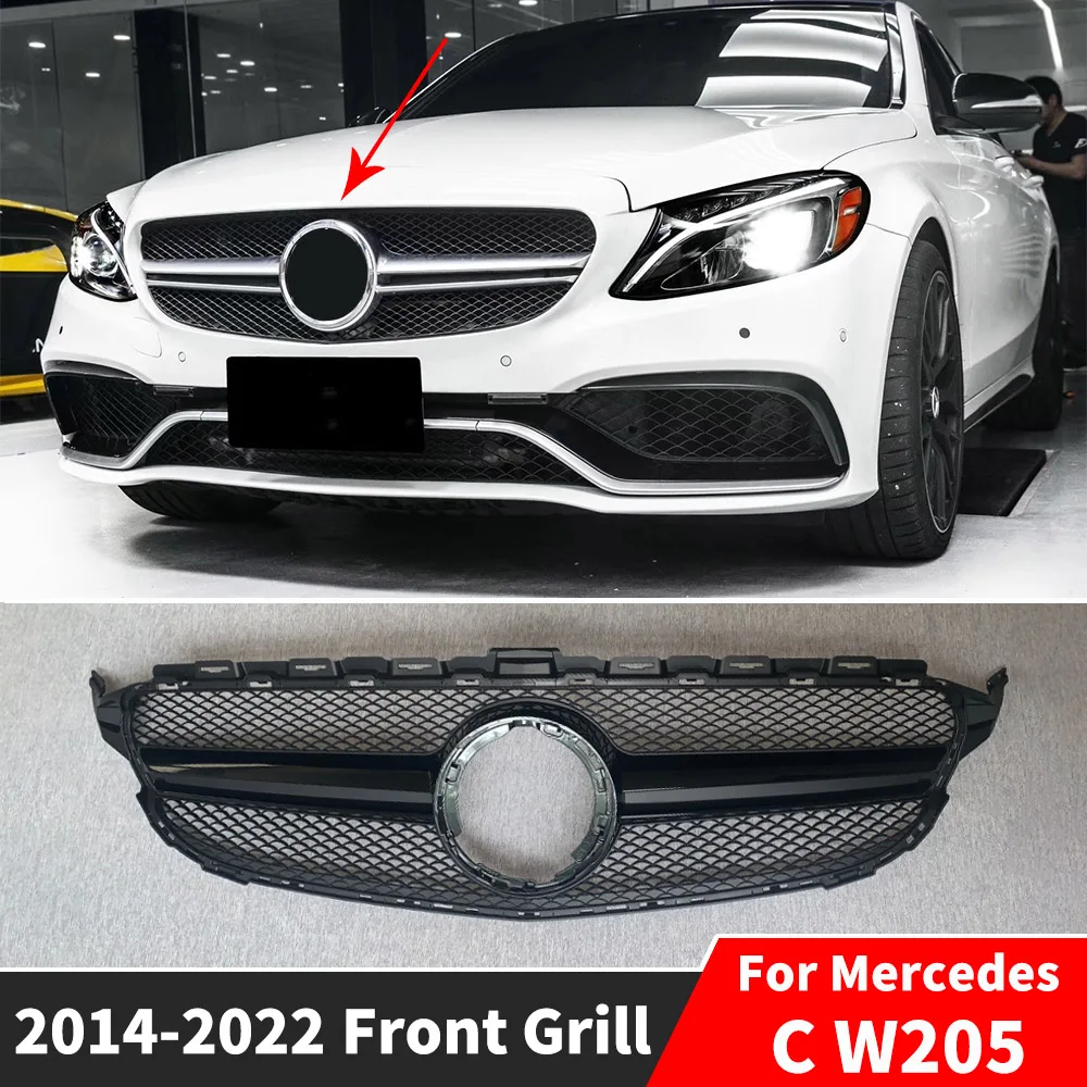 

Передний впускной бампер, решетка капота, комплект кузова, Стайлинг для Mercedes Benz C W205 S205 C205 C43 2014-2022 AMG Style Tuning Facelift