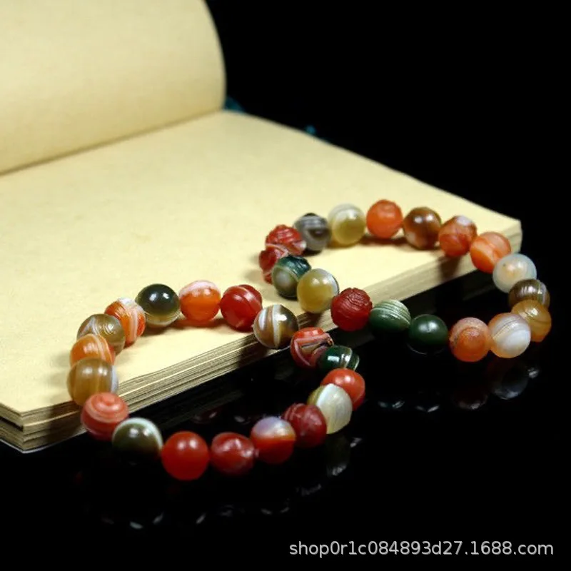 Xinjiang Alashan Men\'s and Women\'s Colorful Crafts Bracelet Candy Color Agate Beads