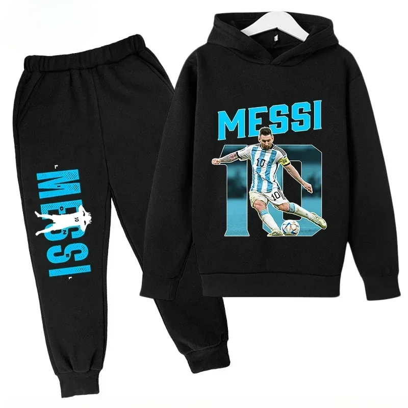 

Children's Sports Hoodie Set Plus Sweatshirt Pants Suit 2-piece Set Boys Girls Messi Printed Baby Kid Clothing Casual Tracksuit