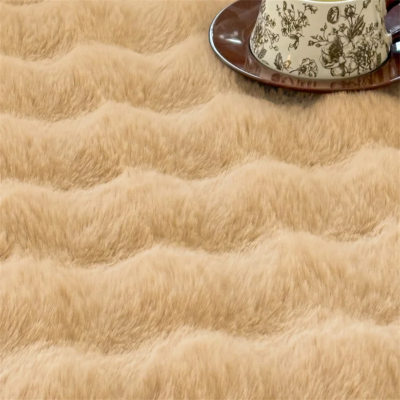 Solid Color Bubble Faux Rabbit Fur Fitted Sheet Thick Fluffy Warm Mattress Protector Cover Machine Washable Winter Bed Sheet Set