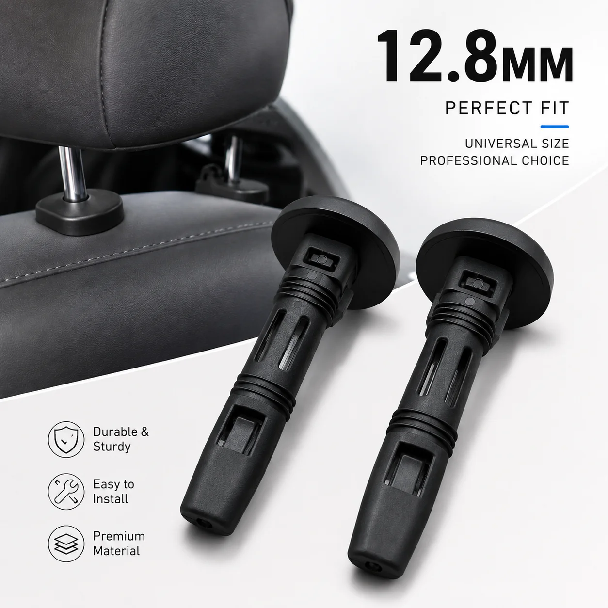 12.8mm Car Headrest Guide Insert Tube Plastic Seat Post Guide for Stable Positioning Enhanced Travel Comfort Simple Installation