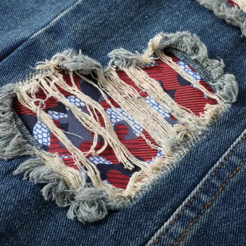 New Men's Retro classic Hole Motorcycle Jacket Y2K Streetwear Loose Fit Hip Hop mens jacket Fashion Casual Trendy Men Clothing