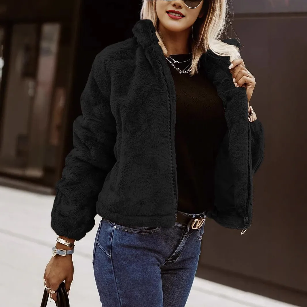 Pocket Coat Patchwork Loose Fit Commuter Style with Long Sleeve Elegant Commuter Winter Sweet and Fresh Lapel Collar Women Coat