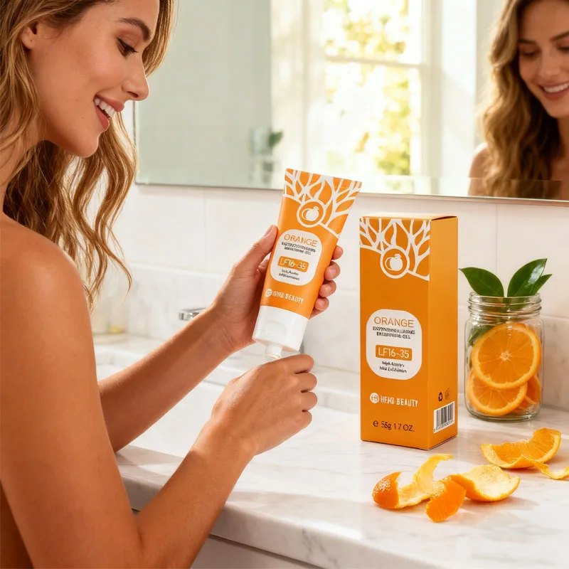 Gel exfoliante con enzimas de naranja, limpieza profunda, exfoliante facial, exfoliante de barro suave, piel suave, refinar los poros, cuidado hidratante
