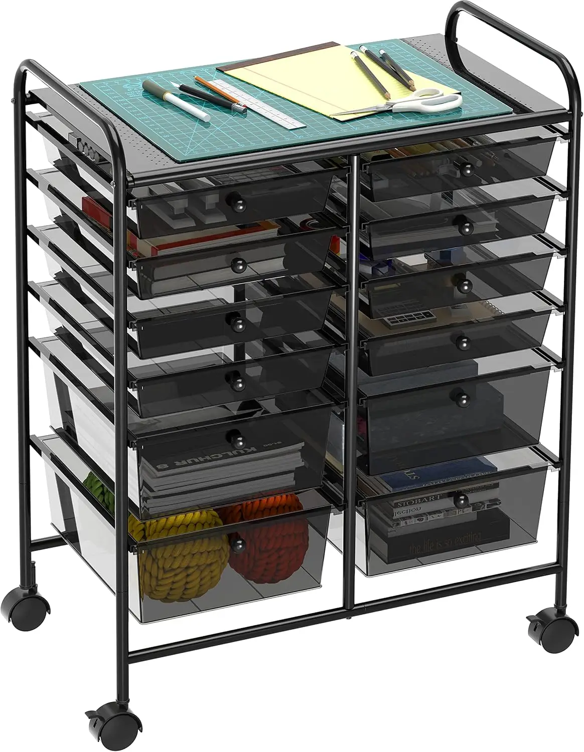 

12-Drawers Rolling Storage Cart, Black, Filing Cabinet for Home Office