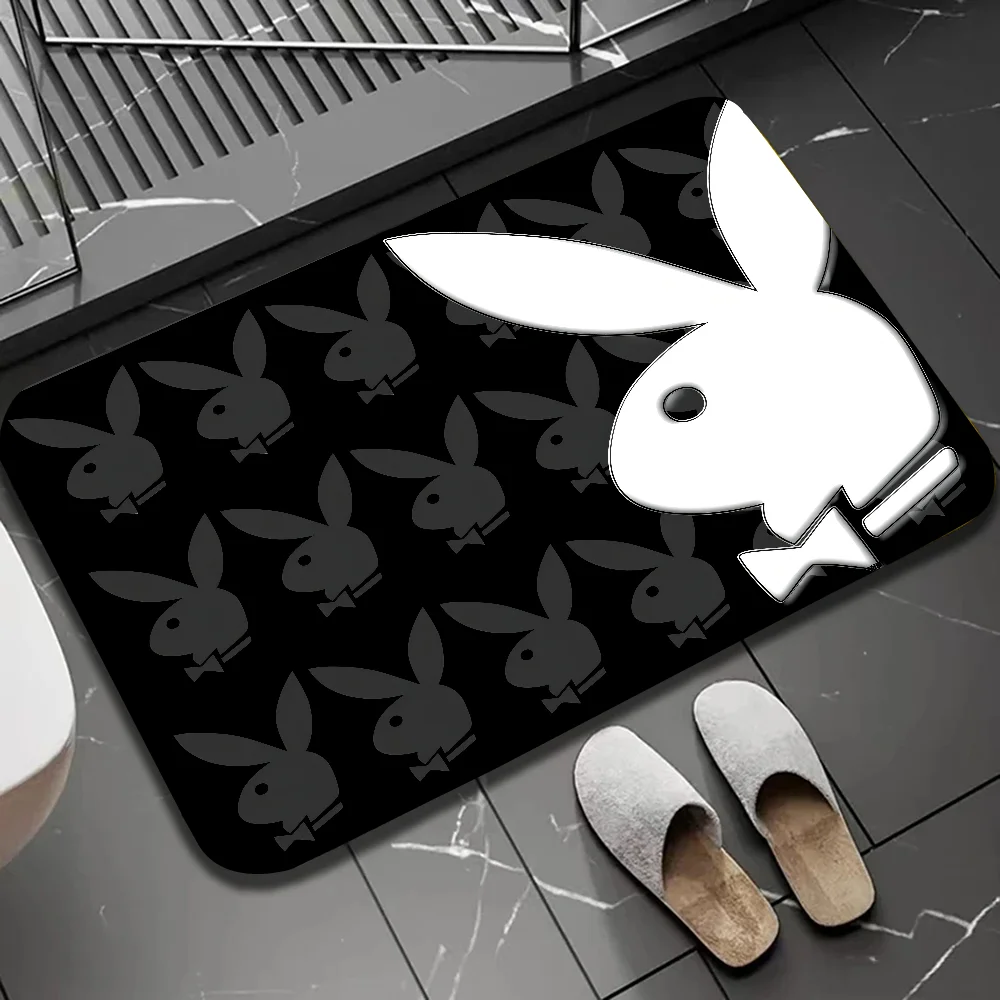 1pc Cartoon Rabbit Printing P-Play-boys Floor Mat Anti-Slip Kitchen Bedroom Handmade Tufted Rug Carpet Living Room Entrance Rug