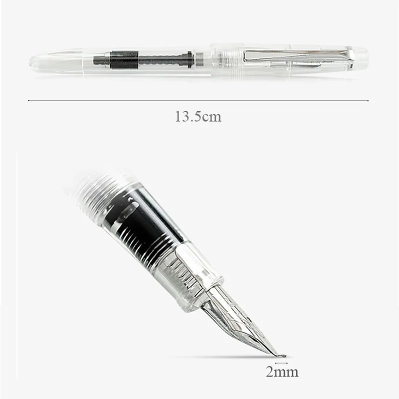 Transparent Fountain Pen Filling Inking Pen Writing Gift Pen Office Signing Calligraphy Pens Student Stationery Supplies 03982