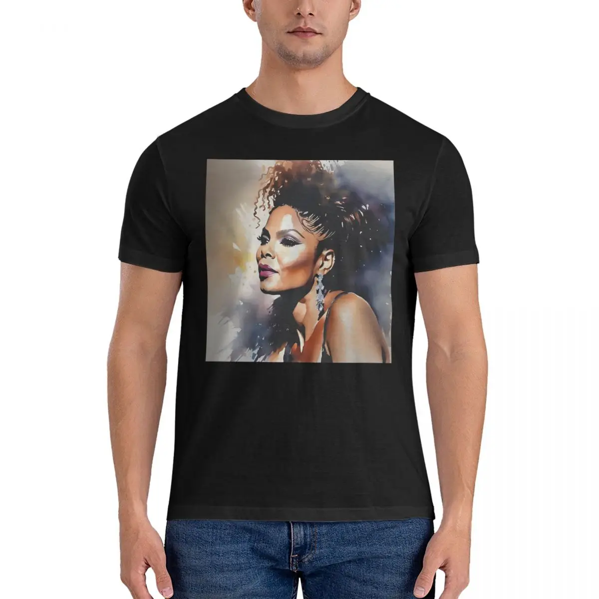 Men's Record-Breaking Artist's Unmatched T Shirt Janet Jackson Pure Cotton Clothing Vintage Short Sleeve Round Collar Tees