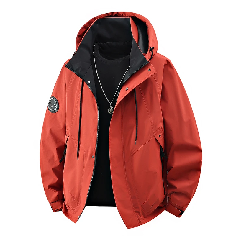 

Autumn New Jacket Men Versatile Hooded Outdoor Cycling Windproof Coat Casual Large Pocket Softshell Hiking Lightweight Clothing