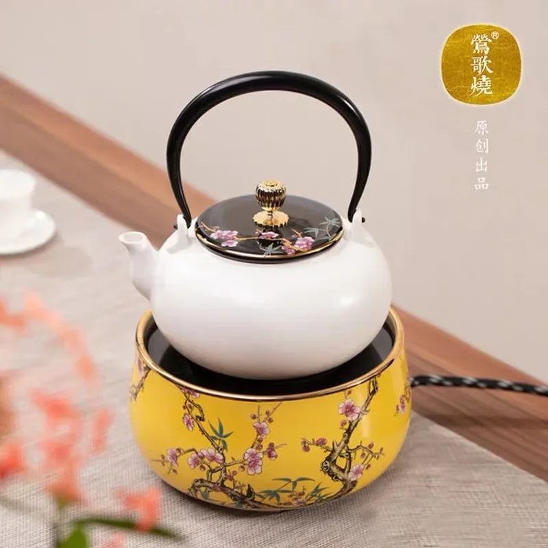 เตาไฟฟ้าเซรามิค Meizhu Xianchun เตาชาเซรามิคเคลือบในครัวเรือนเงียบเงินหม้อเหล็กหม้อชาน้ำเดือดเตา