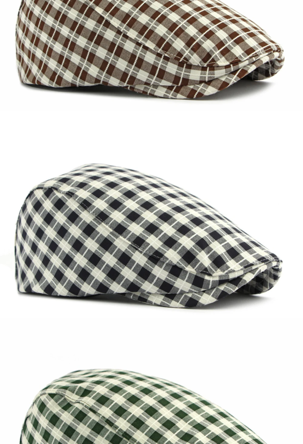 HT5076 Baskenmützen für Herren und Damen, Künstler- und Malermütze, Verstellbare Ivy-Flatcap, 2026 Neue Frühling-Sommer Karierte Baskenmütze – Detail 6