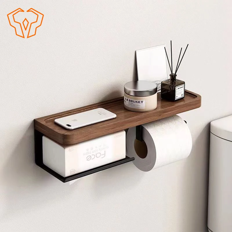 

Wood Grain Premium Paper Towel Holder Paper Box No Need To Drill Holes Bathroom Light Luxury Moisture-proof Storage Rack