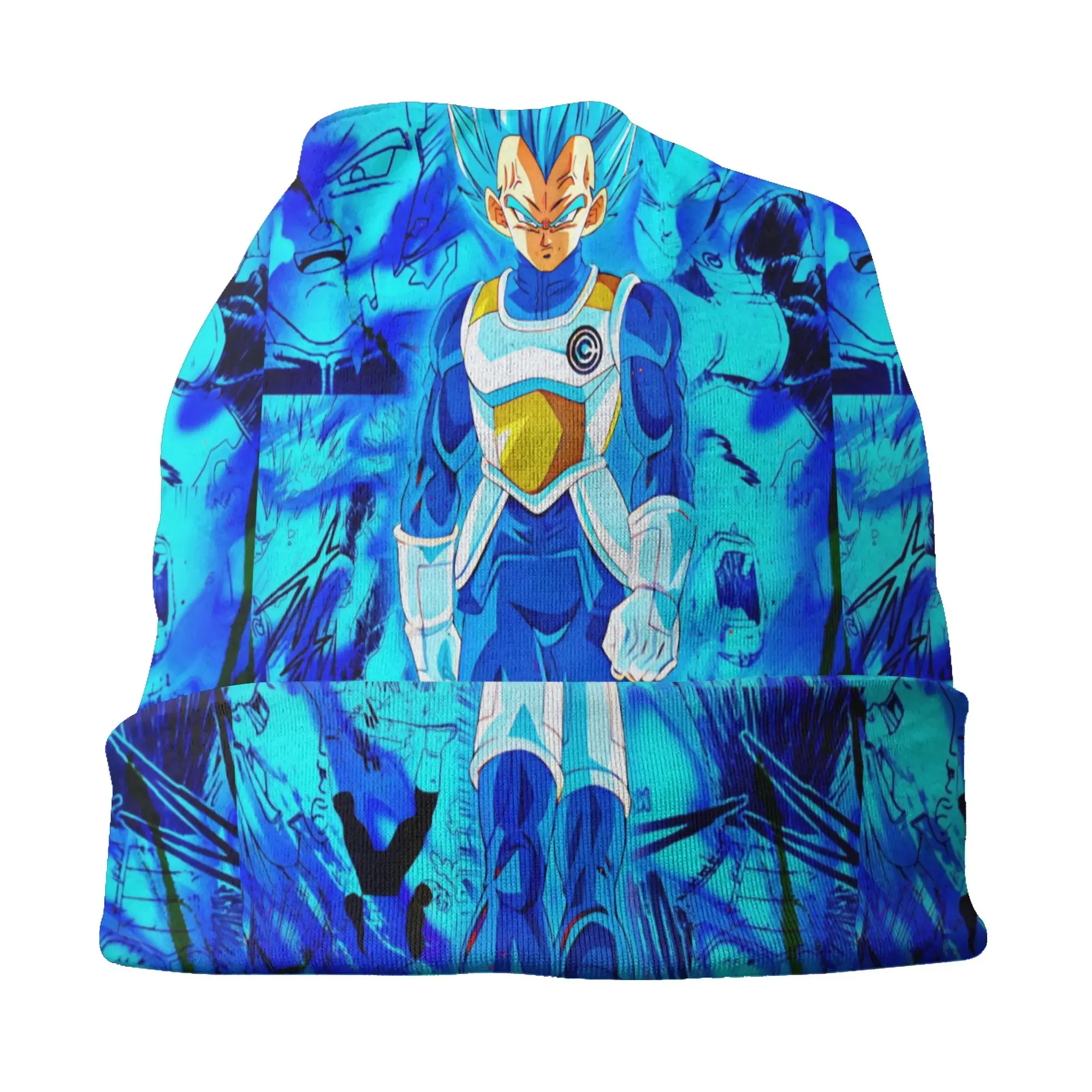 DBZ Vegeta Cartoon Skullies Beanies Caps For Men Women Unisex Fashion Winter Warm Knit Hat Adult Fashion  Bonnet Hats