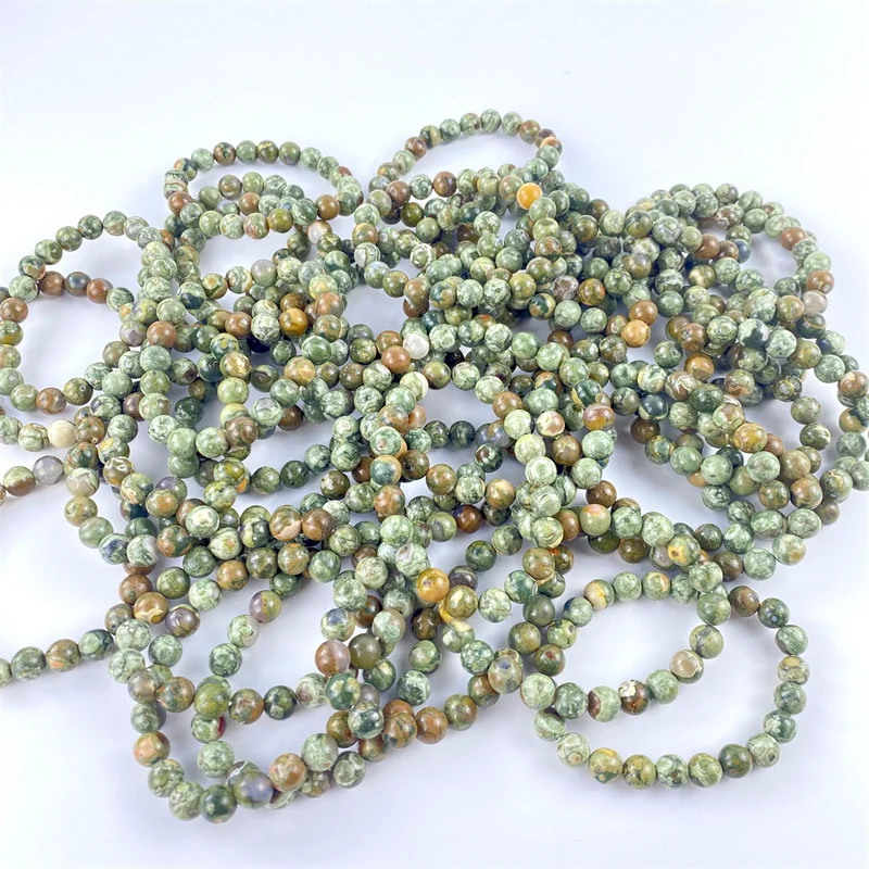 Wholesale 8 mm High Quality Healing Crystal Rhyolite Stones Rainforest Jasper Bracelet For Gift