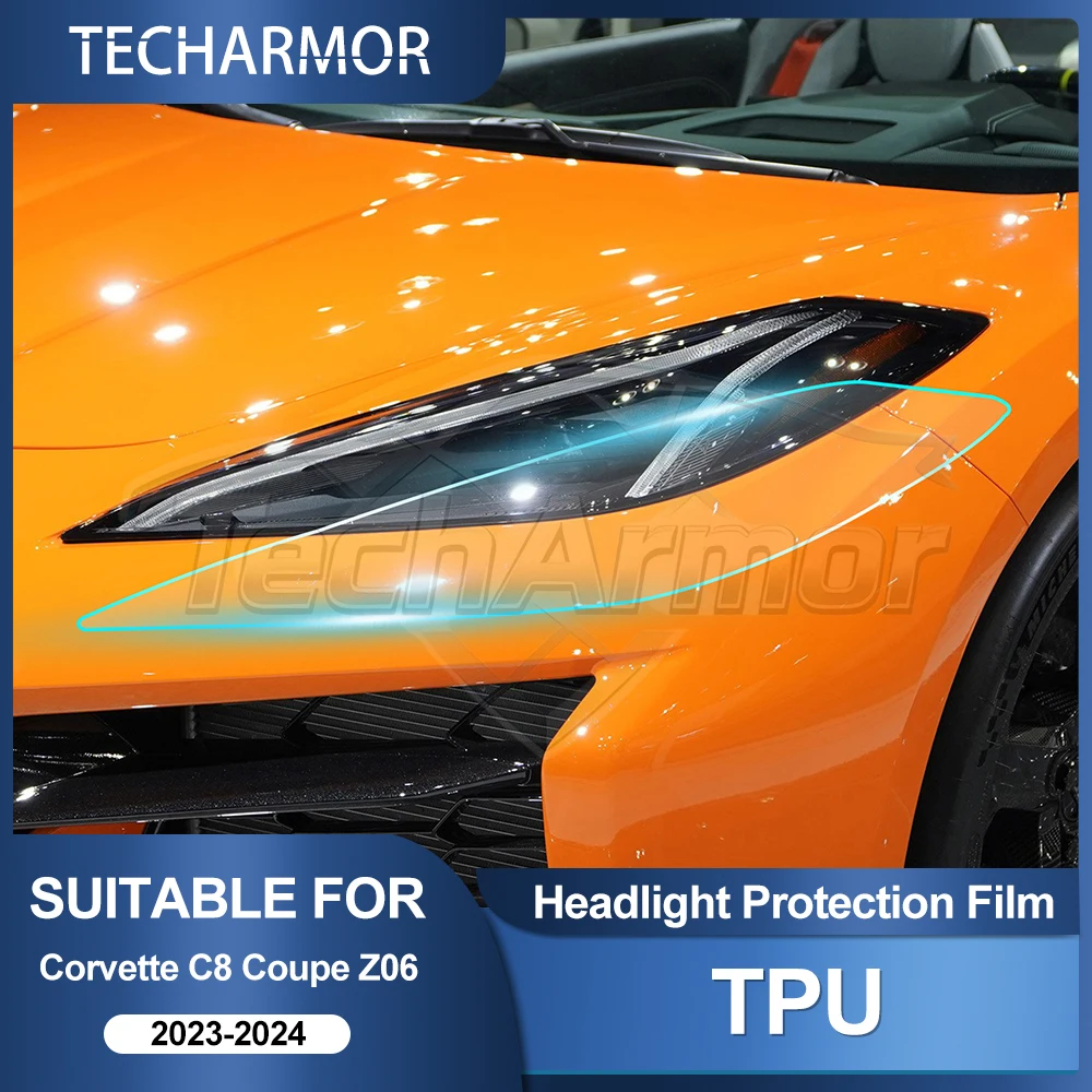 Película protectora de faros de coche de TPU para Chevrolet Corvette C8 Coupe Z06 2023-24, accesorios externos antiarañazos con efecto humo