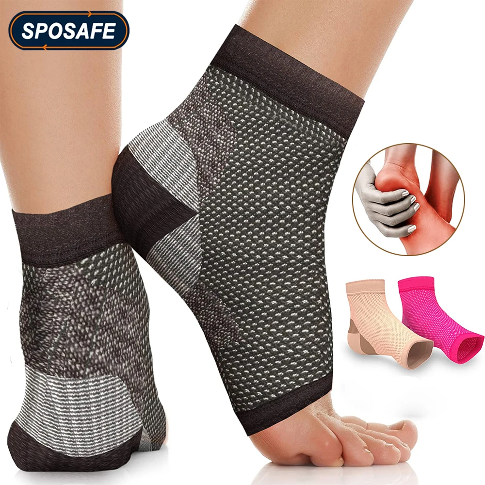 2Pcs/Pair Sport Plantar Fasciitis Socks with Arch Support for Men & Women - Ankle Compression Sleeve, Open Toe Compression Socks