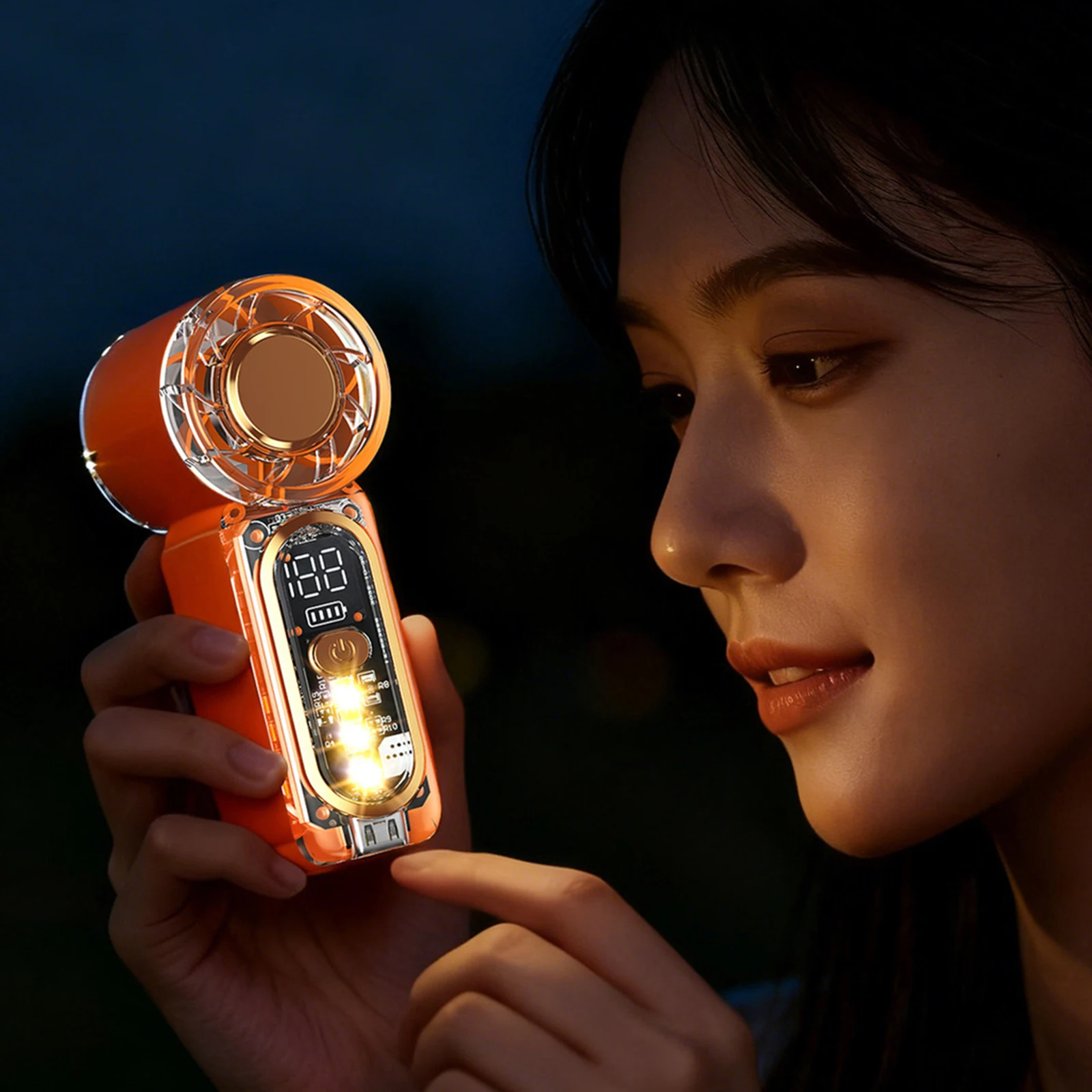 Personal Ice Feeling Handheld Fan Type-C Rechangable Ultra-Quiet Small Electric Fan 100-Level Speeds for Travel/Summer/Concerts