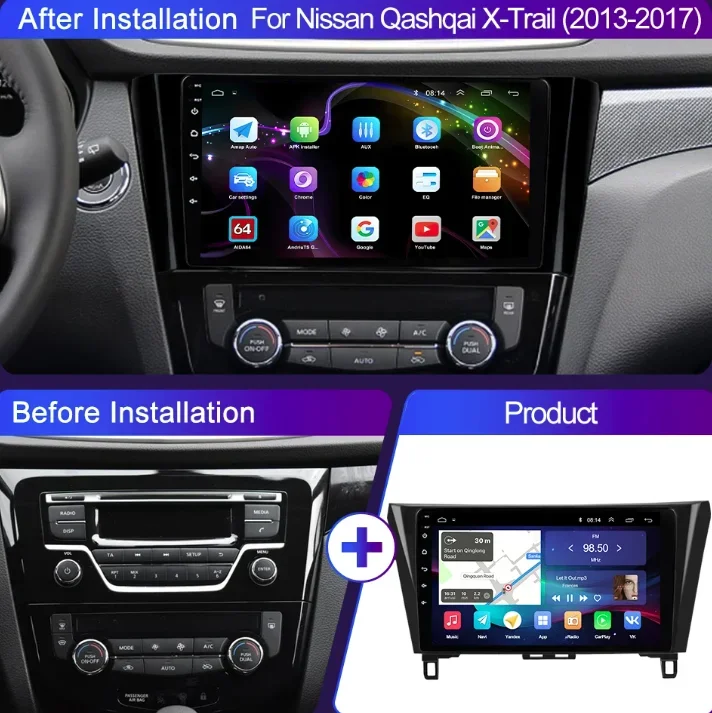 

9 Inch Android 13.0 2+32G For Nissan Qashqai X-Trail 2014-2019 Car GPS Navigation Multimedia Player Radio Tape Head Unit Carplay