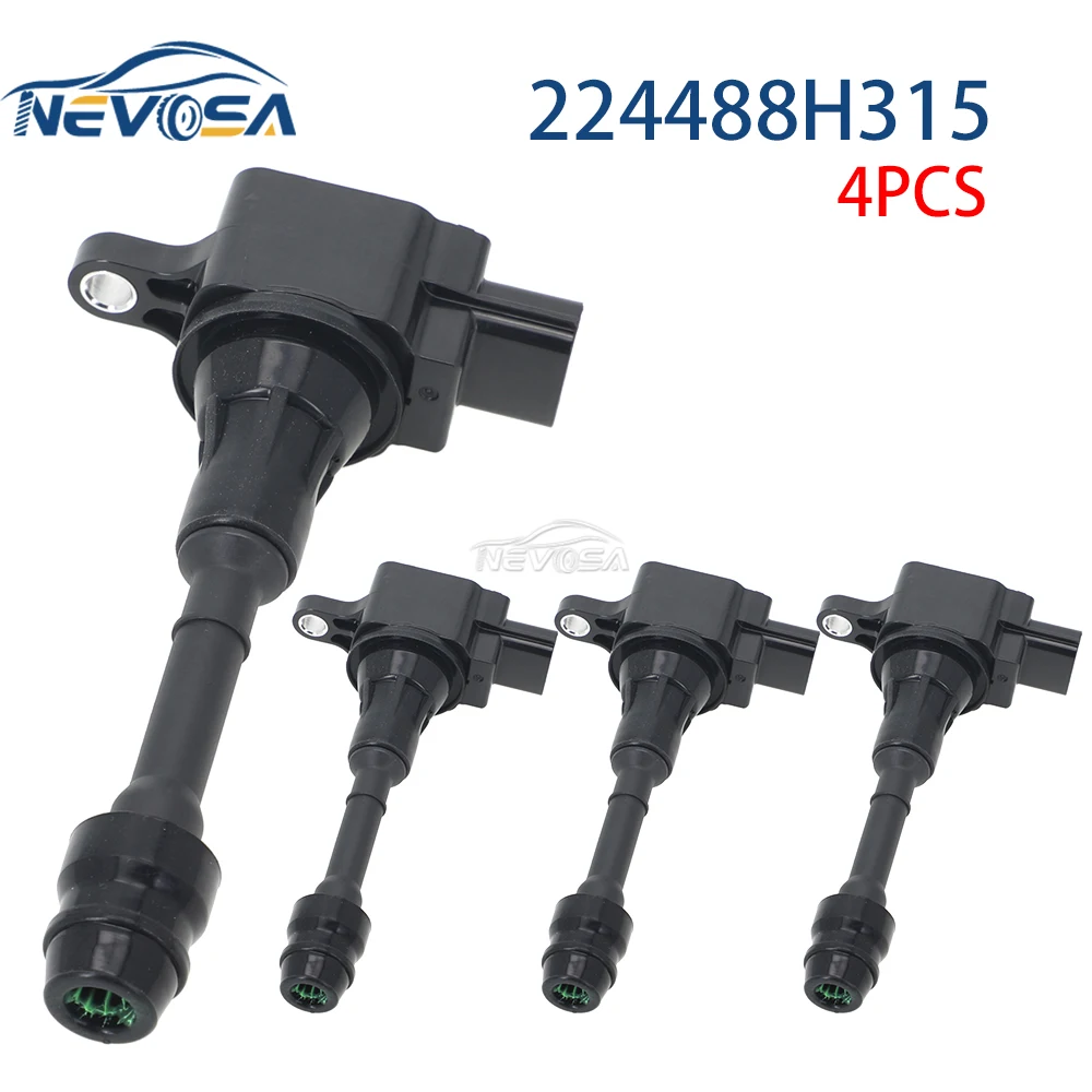 NEVOSA 4PCS Ignition Coil 22448-8H315 224488H315 For Nissan X-trail T30 T31 Primera P12 WP12 2.0 QR20DE 224488H300 224488H311