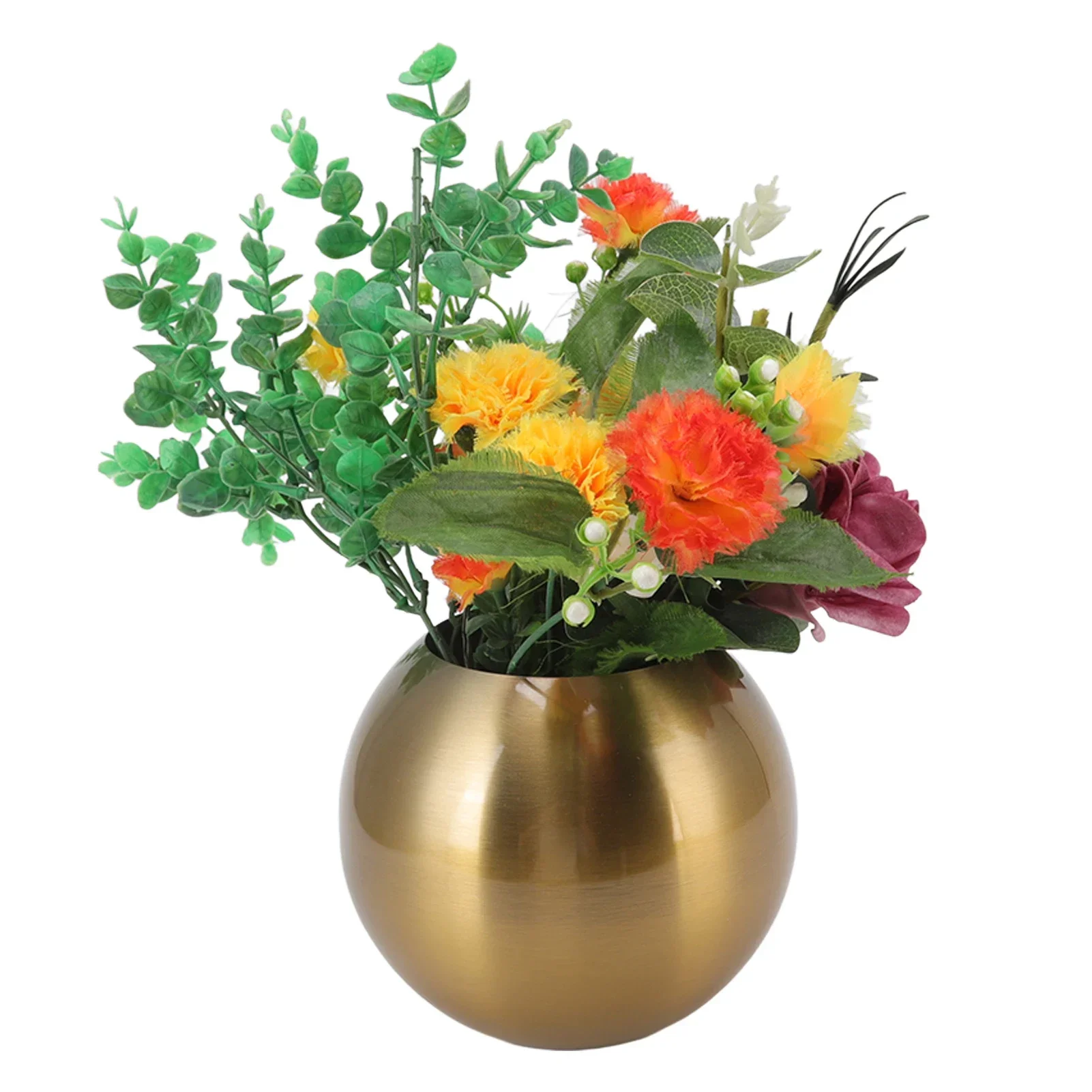 Nordic Moderne Runde Vase Edelstahl Kleine Blumenvasen Blumen Anordnung Ornamente Hause Wohnzimmer Büro Tisch Dekor