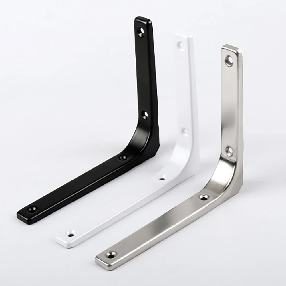 2Pcs Silvery L-Shaped Stainless Steel Corner Code Furniture Fixator 90 Degree Bracket Furniture Bed Frame Cabinet Connector