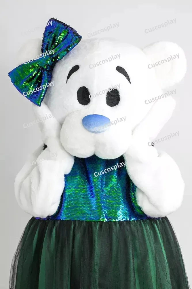 ChristmasGreen Dress Cute Bear Mascotte Fancy Cartoon Teddy Bear Mascot Costume Plush Fancy Suit Mascot Costume