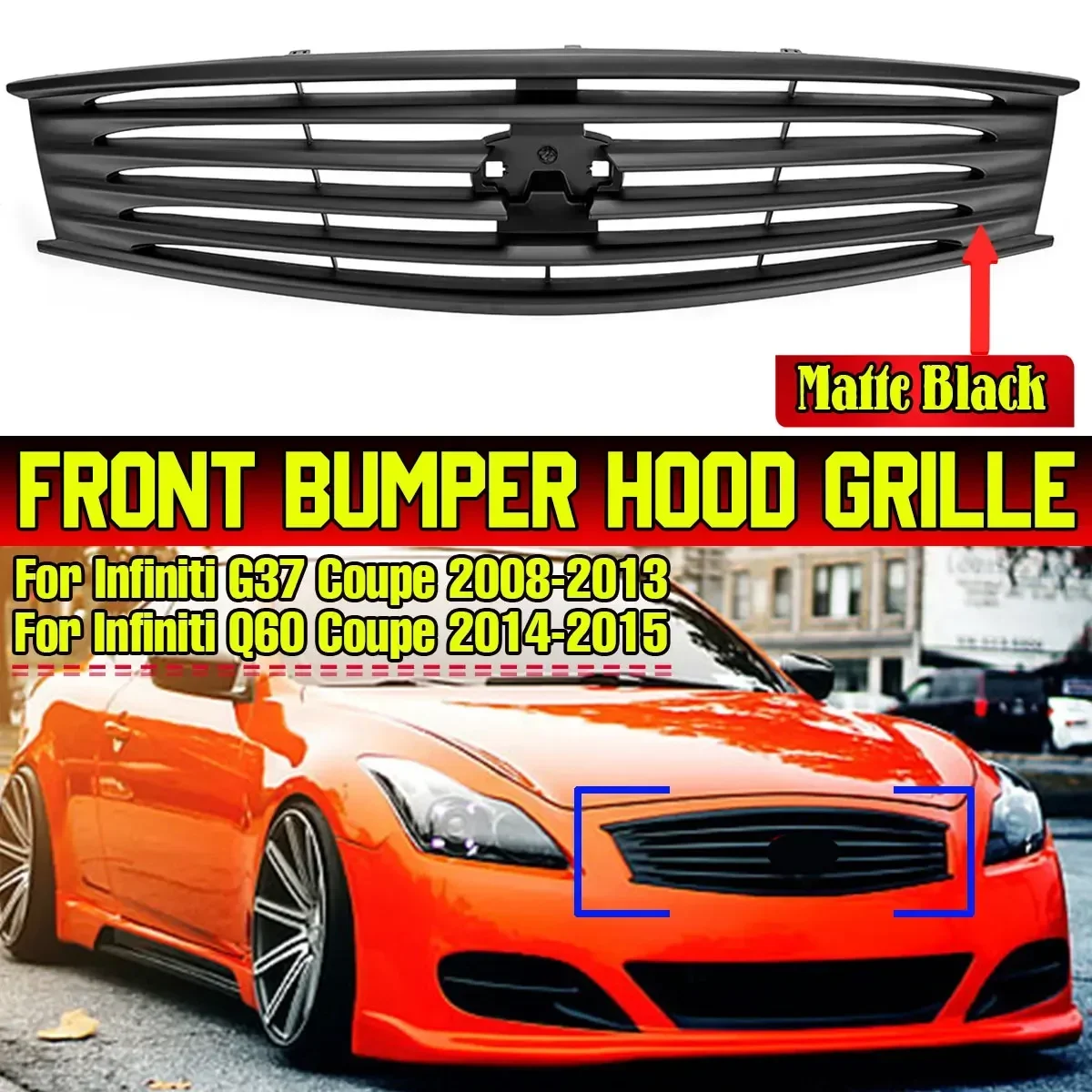 

High Quality Front Bumper Upper Centre Grill Mesh For Infiniti G37 Coupe 2008-2013 Q60 Coupe 14-15 Front Radiator Grille Grill