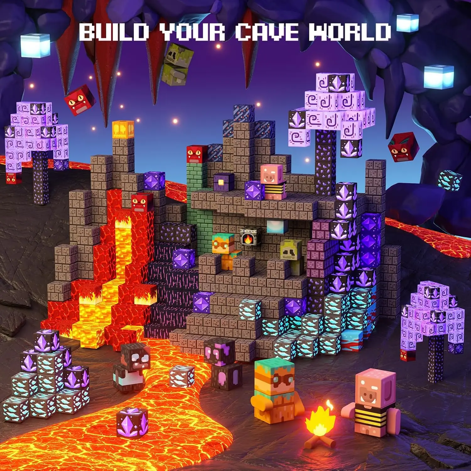Bloques de construcción magnéticos Mine World, cueva magnética, cubo de ladrillo de construcción, juego de juguetes, regalo sensorial STEM para niños y niñas