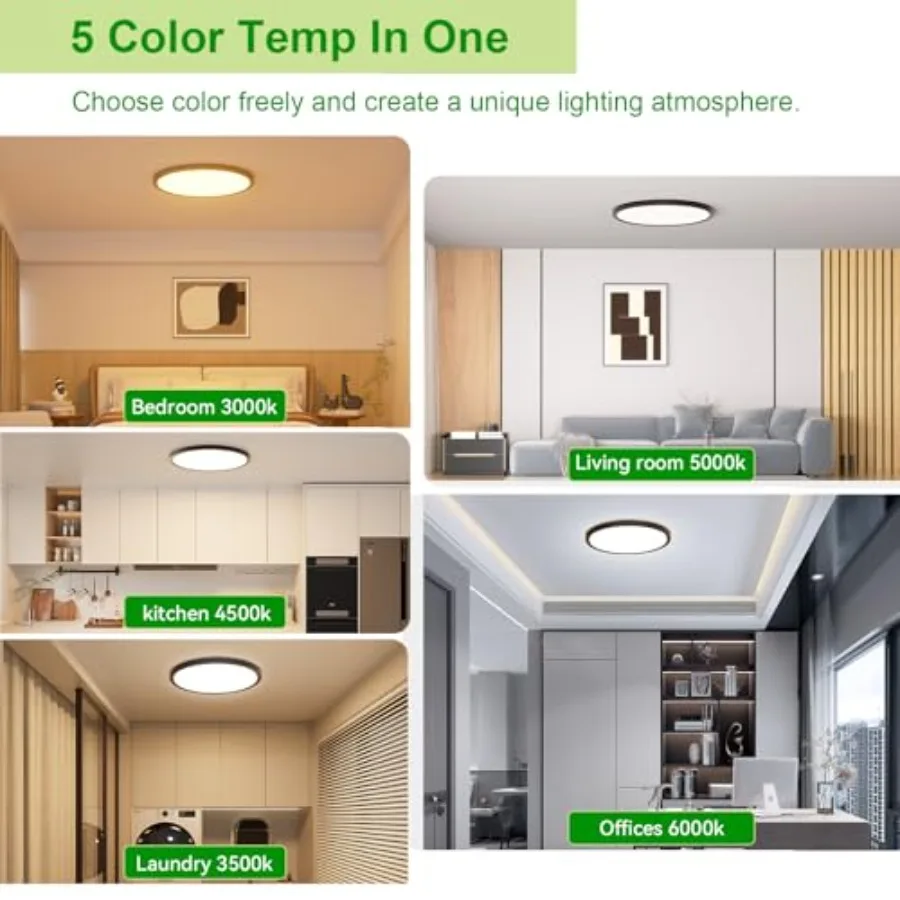 4 Pack 3200lm LED Flush Mount Ceiling Light 28W 12 Inch 5CCT Adjustable Super Slim 0.87 inch led Ceiling Light Fixture Round Ce