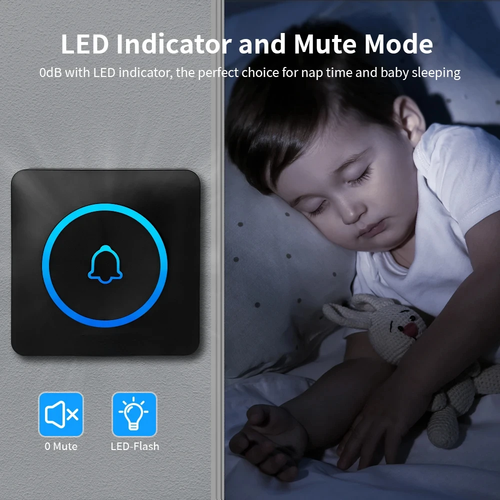 Meian 스마트 홈 초인종 무선 보안 초인종 IP65 방수 야외 도어 벨 60 노래 5 볼륨 조절 가능한 차임 키트