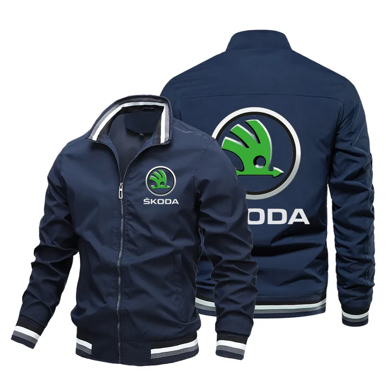 Veste de sport avec logo de voiture Skoda pour hommes, sweat-shirt personnalisé polyvalent, uniforme de baseball grande taille