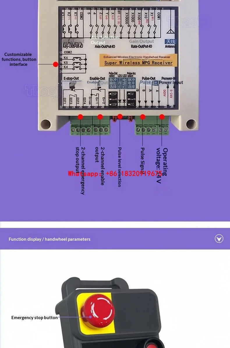 HBL Series 4/5/6-Axis Multifunctional Enhanced Wireless Handwheel (with Emergency Stop and Start functions)Support SIEMENS FANUC