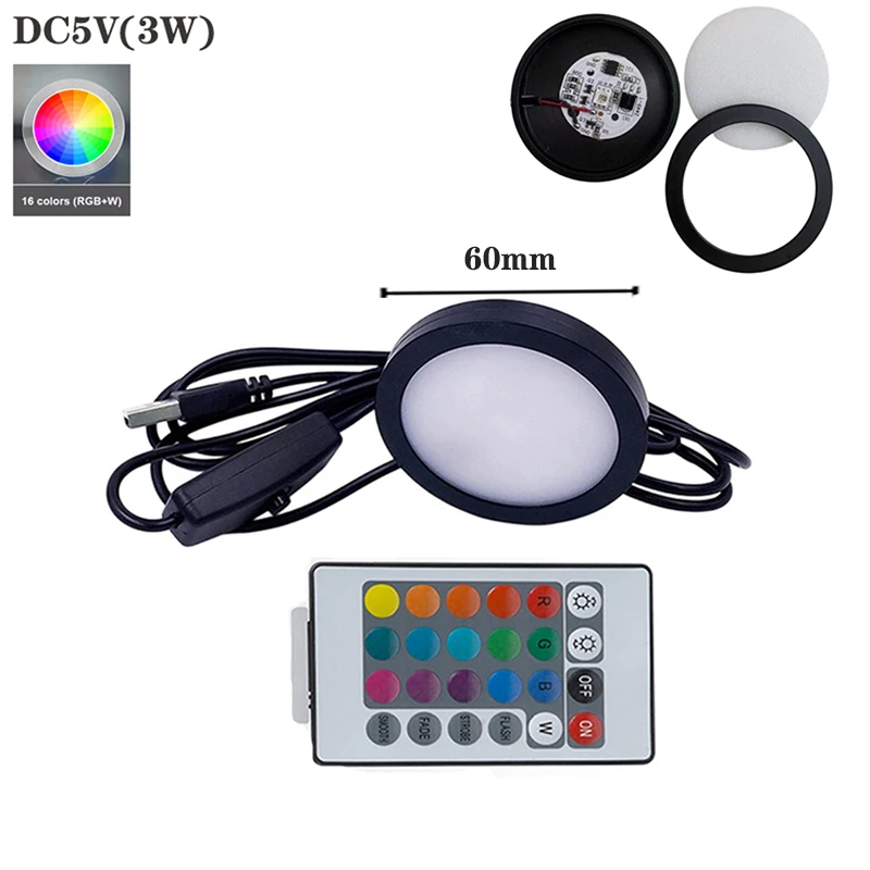 

1 шт. USB DC5V LED RGB-светильник с градиентной подсветкой, круглый, для поверхностного монтажа, простой потолочный светильник, лампа для выставочных витрин