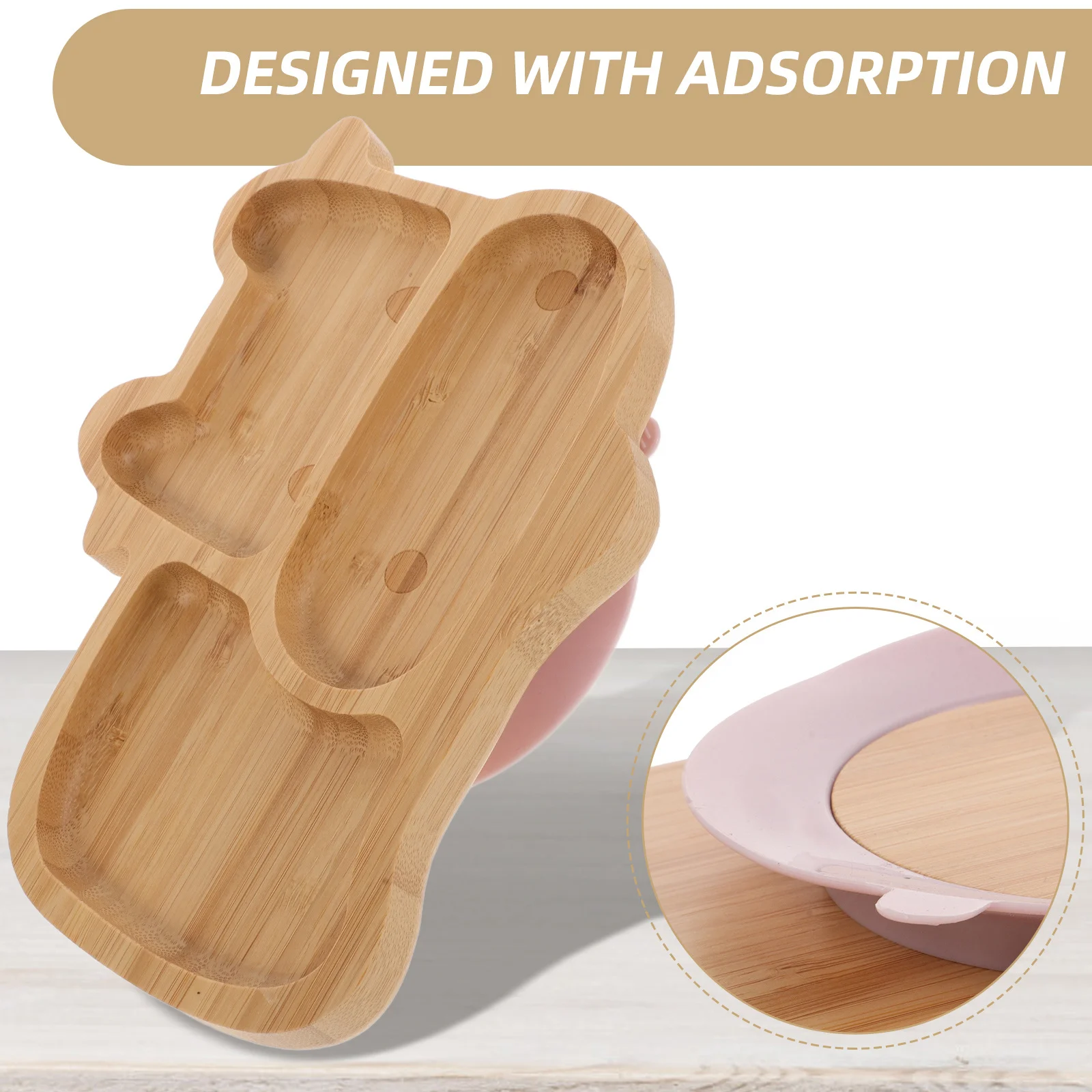 

Baby Suction Plate Bamboo Feeding Plate For Toddlers Divided Compartment Food Safe Silicone Kids Tableware Kitchen Barware