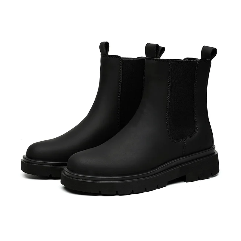 

Мужские модные ботинки «Челси» в английском стиле, черные стильные оригинальные кожаные туфли, ковбойские ботинки на платформе, красивые ботильоны с дымоходом