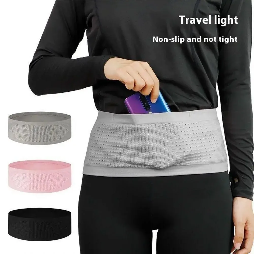 

Бесшовная невидимая спортивная поясная сумка для бега, легкая дышащая сумка для телефона, унисекс поясная сумка для бега