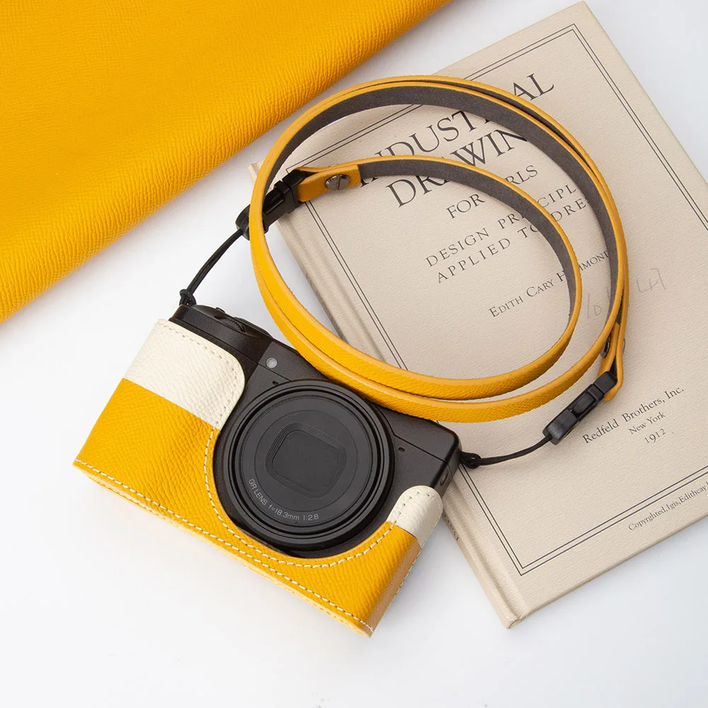 

Color Blocking GR3 GR4 Half Leather Case Kit with Shoulder Strap for Ricoh GR III GR IIIX GRIV Camera Case Half Case Accessories