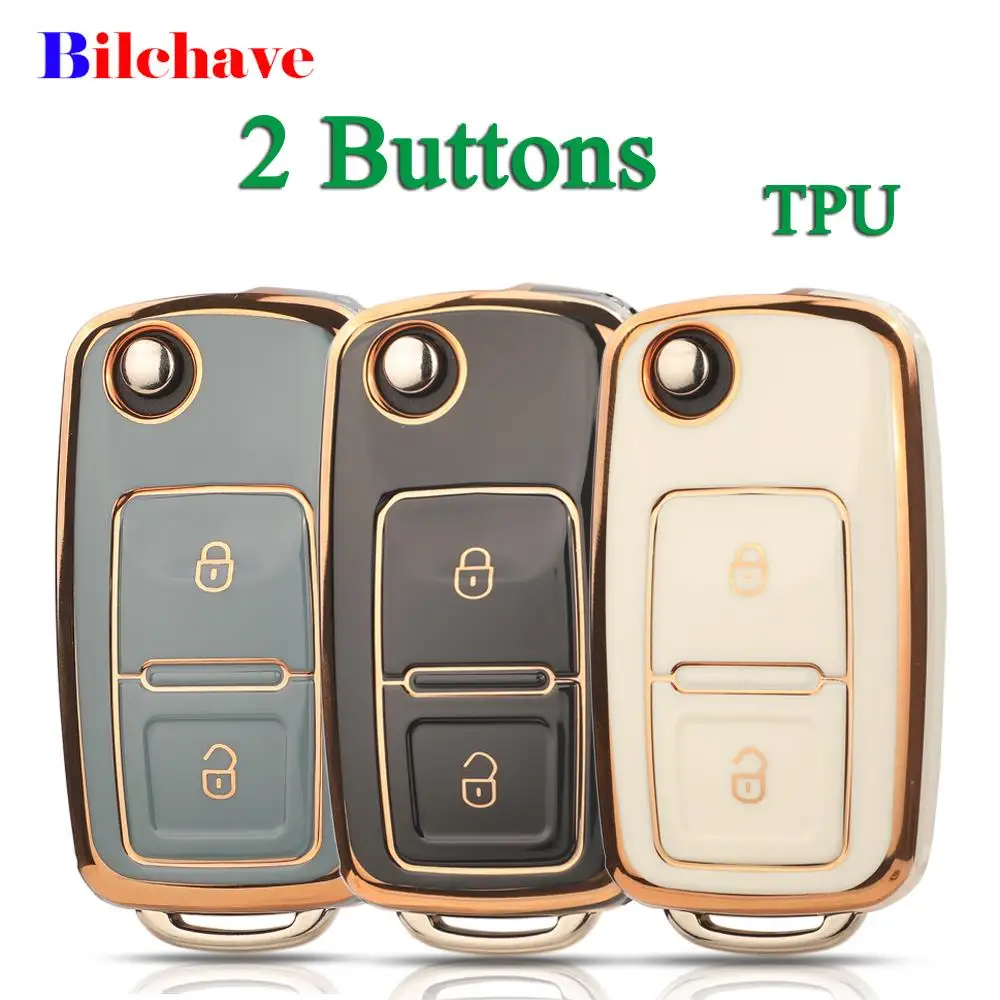 

Чехол-накладка jingyuqin из ТПУ для автомобильного ключа VW Volkswagen Golf 4 5 6 Jetta MK4 Bora Passat Polo Bora Touran Skoda Seat, 2 кнопки