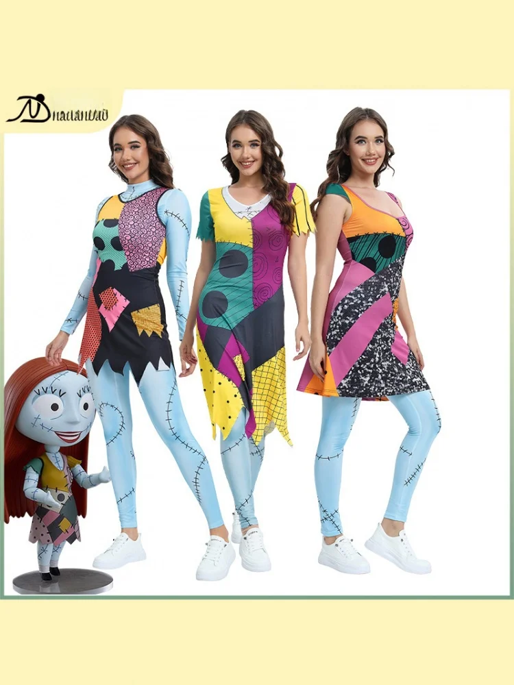 Halloween Sally Dr 3D Digitale Print Kostuum Rollenspel Cisas Nighare ort Sve Dames Dr Polyestervezel