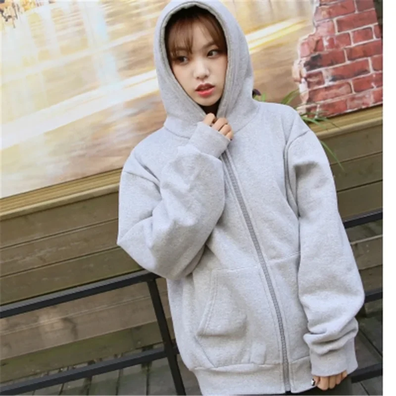 Women's Fleece-Lined Jacket 2020 New Loose-Fitzip Cardigan Sweatshirt Autumn/Winter Korean Style Cross-Border Trade Clothing Who